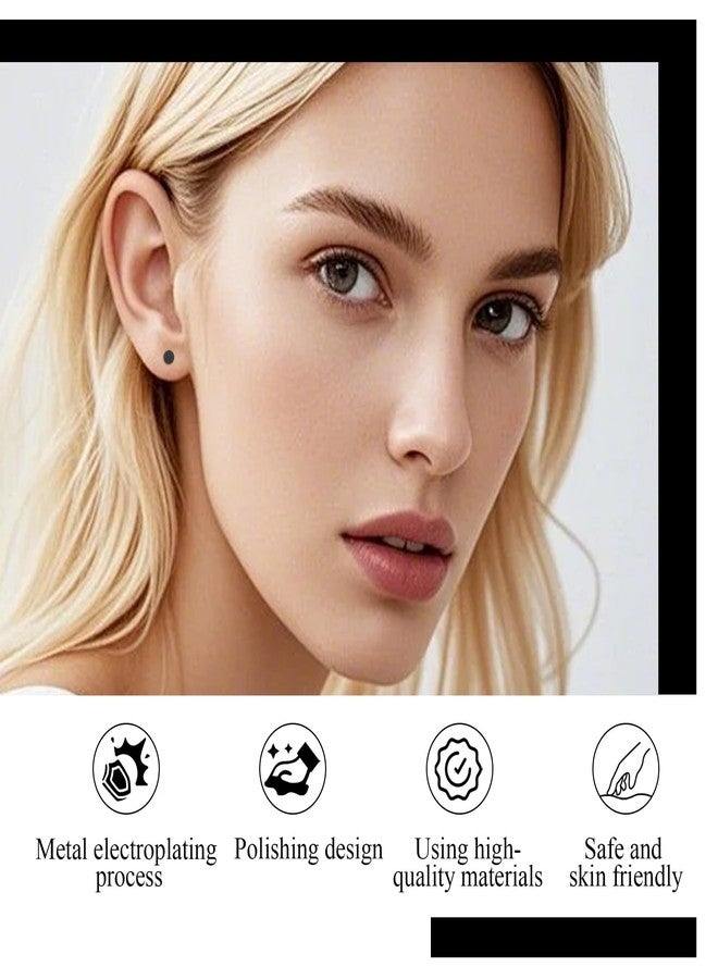 ZDE Women Earrings Threadless Flat Back Dot Earrings Titanium Hypoallergenic Cartilage Non-Nickel Black Push in Earrings Studs for Sensitive Ears Simple Classic Earstuds (Black, 3MM) - Image 4